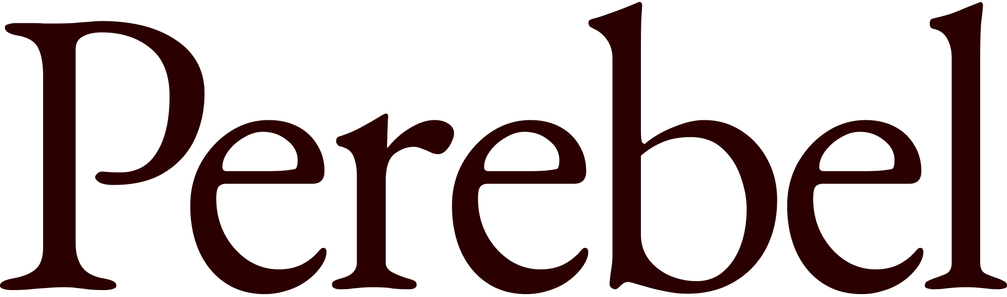 Perebel wordmark, cordovan on sky