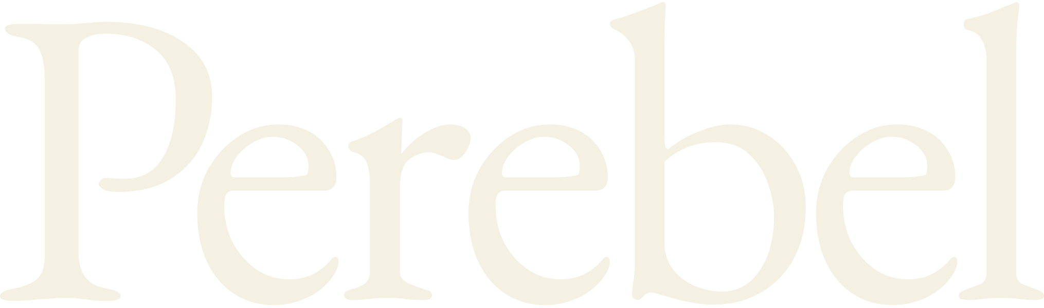 Perebel wordmark, cream on cordovan