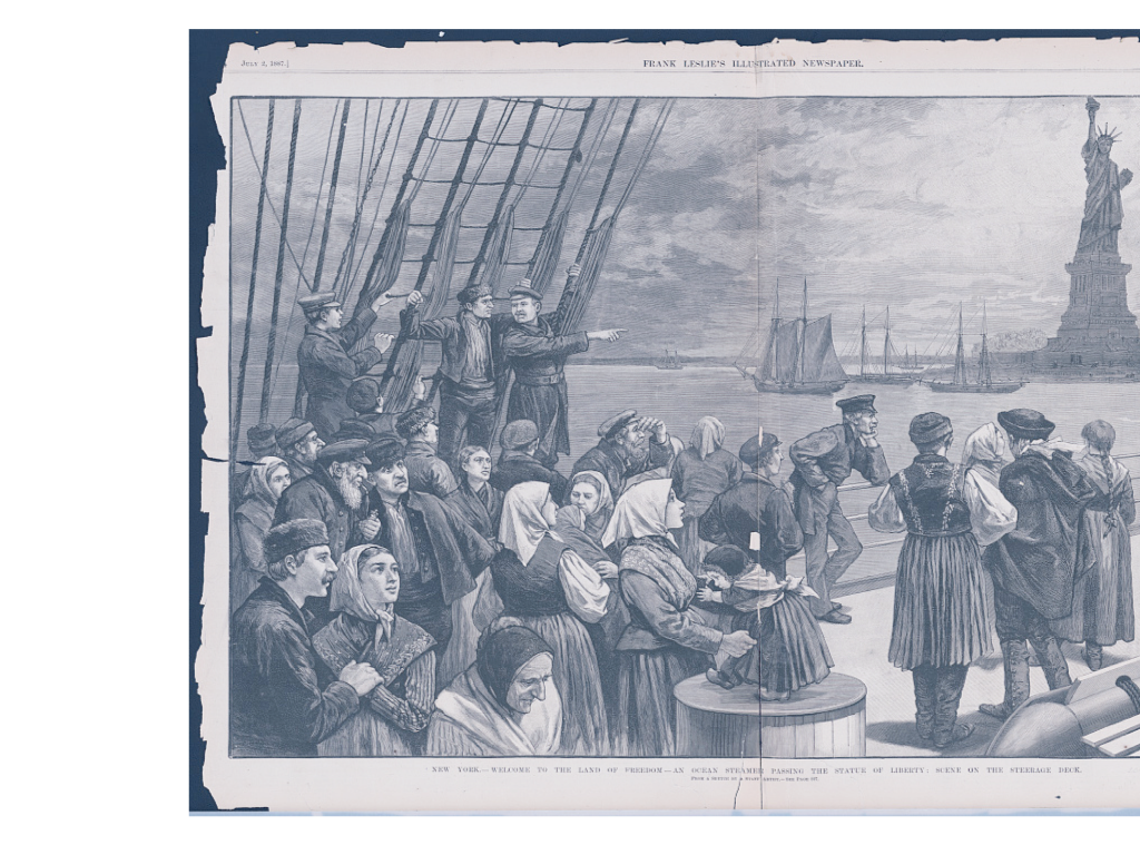 Archival harbor photograph, progressively treated in the Perebel duotone